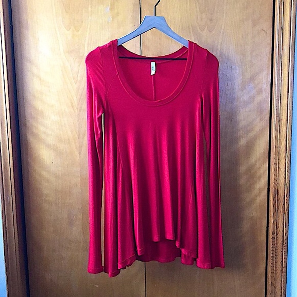 Free People XS Red Long Sleeve Thermal Shirt Size XS
